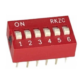 Dip Switch 6 Posiciones Bits Vías Rojo Canal Deslizable