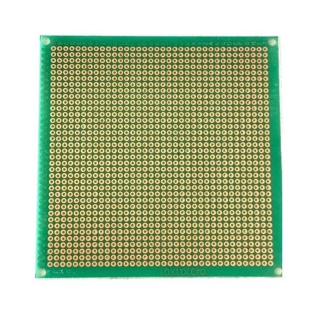 Placa Fenólica Perforada 1mm De 10 x10 Cm (Con Recubrimiento Verde) De Cobre Y Baquelita