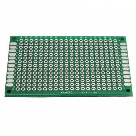 Placa Fenólica Perforada 4x6 Cm Con Recubrimiento Verde De Cobre Y Baquelita
