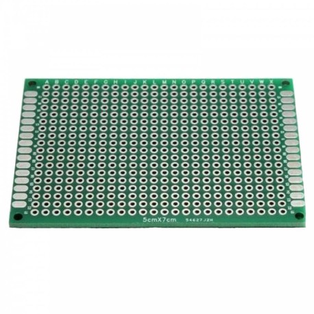 Placa Fenólica Perforada 5x7 Cm Con Recubrimiento Verde De Cobre Y Baquelita