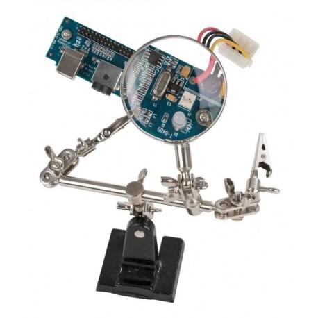 Mini Atril Sujetador Base Con Lupa Para Soldar Circuito Impreso PCB