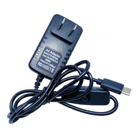 Eliminador Adaptador 5V 3A Plug USB Tipo C Para Raspberry Pi 4 Con Switch