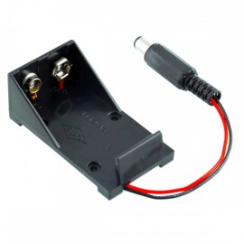 Portapilas Mod: PP-B9VPLUG Base para 1 pieza 9V (6LF22) Con Plug 2.1mm