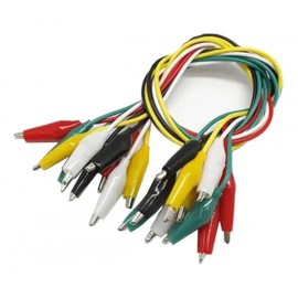 Kit Juego De 10 Cables Con Caimán Tenaza Chico