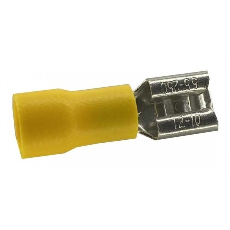 Terminal De Latón Tipo Faston, Hembra, Con Forro Amarillo