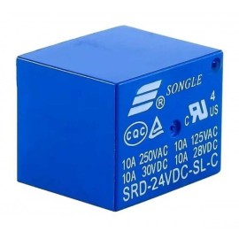 Relevador Relé SONGLE 24VDC 250VAC / 10A Mod: SRD-24VDC-SL-C