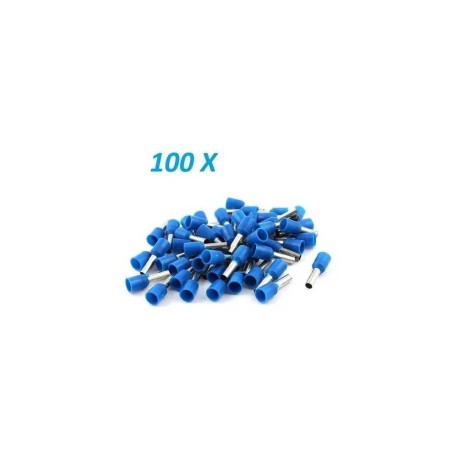 100x Terminales Ferrules Cal 12 AWG Cilíndricas Eléctricas Aisladas Cable E4009 AZUL