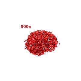 500x Terminales Ferrules Cal 12 AWG Cilíndricas Eléctricas Aisladas Cable E4009 ROJO