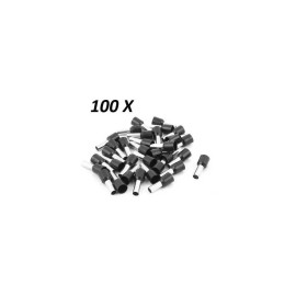 100x Terminales Ferrules Cal 12 AWG Cilíndricas Eléctricas Aisladas Cable E4009 NEGRO