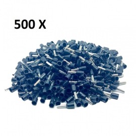 500x Terminales Ferrules Cal 22 AWG Cilíndricas Eléctricas Aisladas Cable E0508 NEGRO