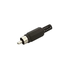 Conector Plug RCA Macho De Plástico Negro Con Resorte