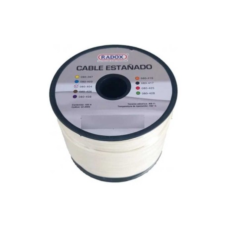 Rollo Cable Radox Mod: 080-404 Estañado Calibre 22 Blanco 100MTS