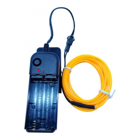 Cable Tira Hilo 3m Luminoso Luz Neon Amarillo Con Portapila DJ Tron LED
