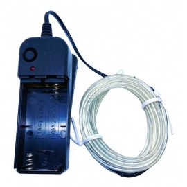 Cable Tira Hilo 3m Luminoso Luz Neon Blanco Con Portapila DJ Tron LED